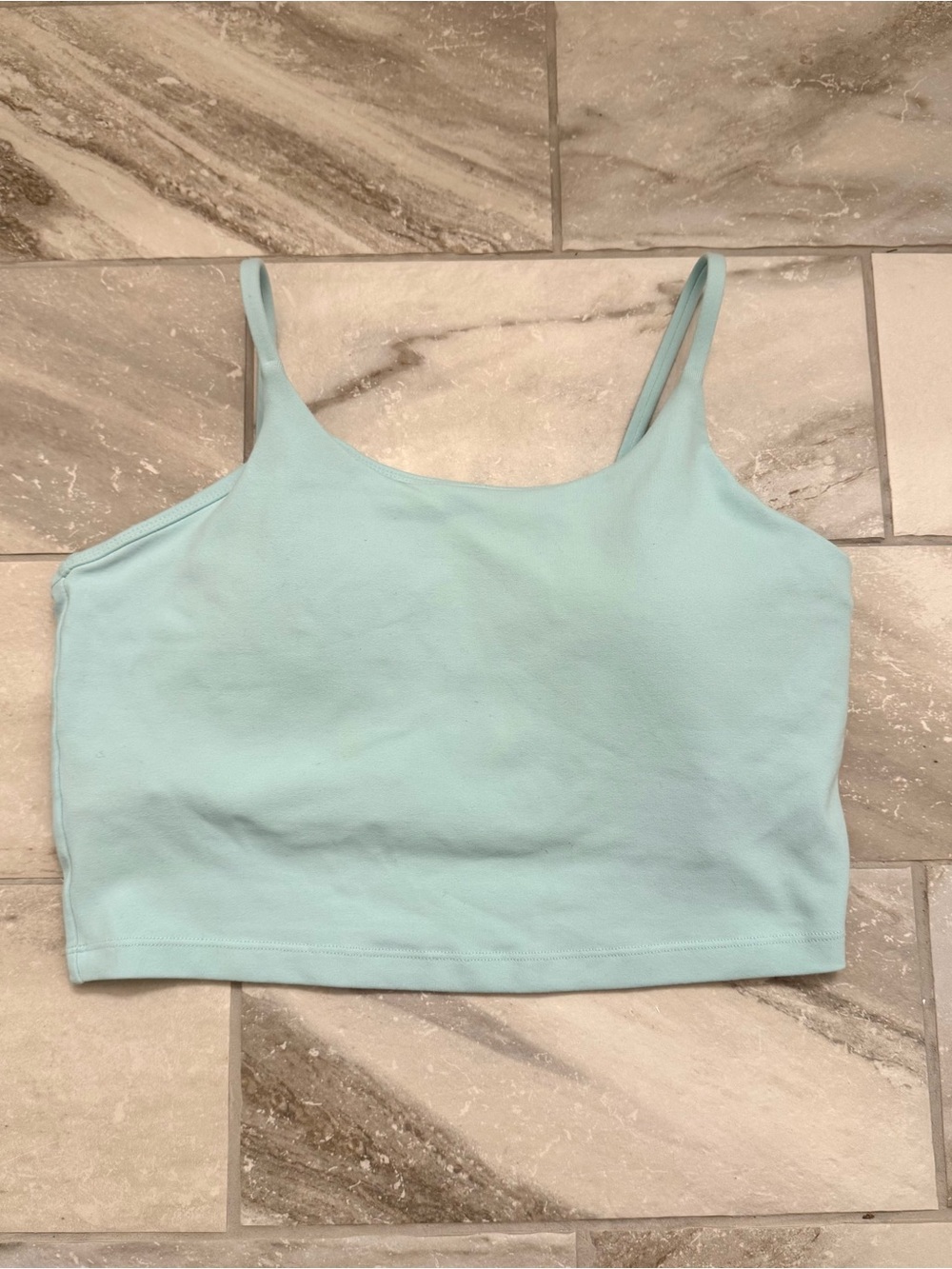 Avia Light Blue Cropped Workout Tank Top Size Large | Built-In Bra | Like New
